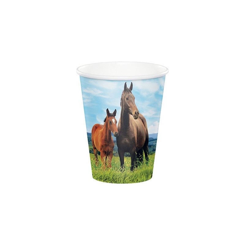 Bicchieri in carta da 266 ml Cavalli 8 pezzi