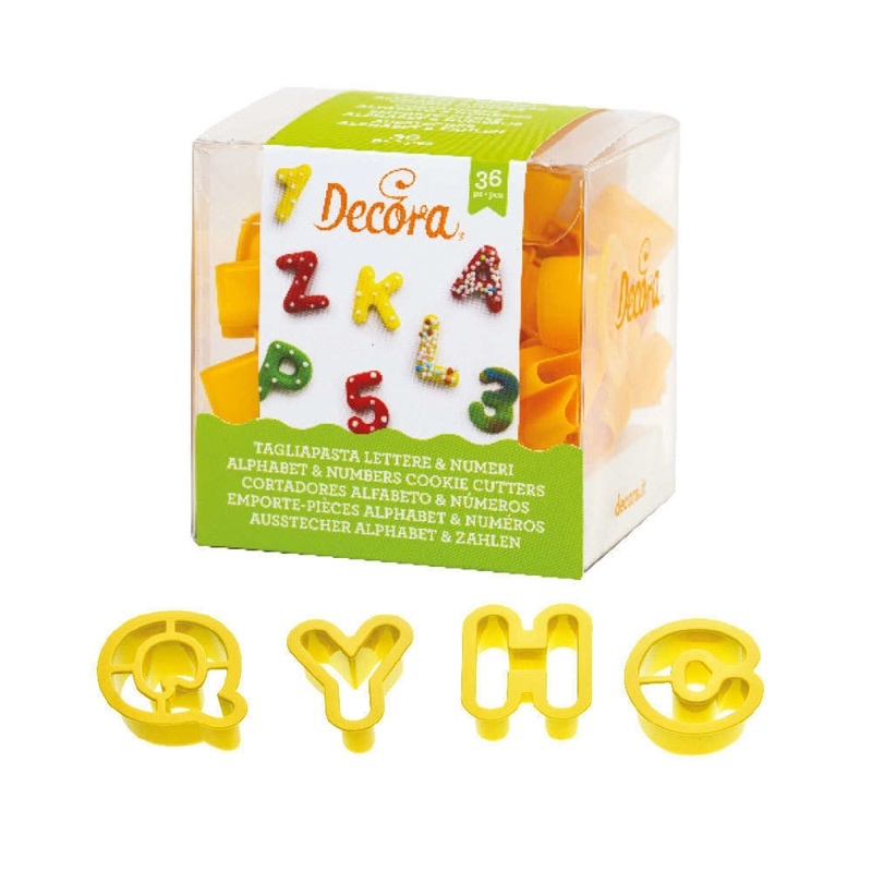 Kit 36 Tagliapasta 2x1,6 cm Lettere e Numeri