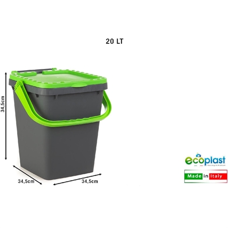 Pattumiera Ecoplus lt 20 Coperchio Verde Ecoplast