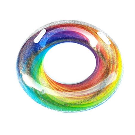Salvagente Cm 90 Ciambellone Rainbow Glitterato Con Maniglie