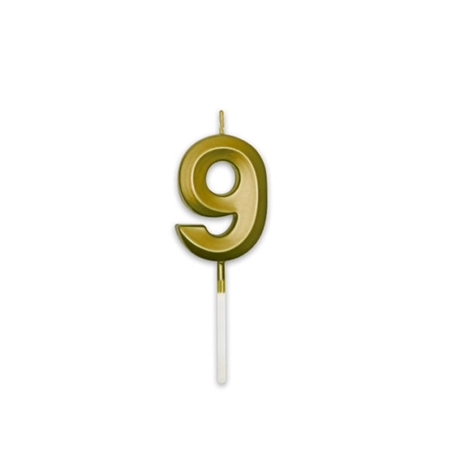 Candelina Prestige Oro Metal 9 cm numero 9