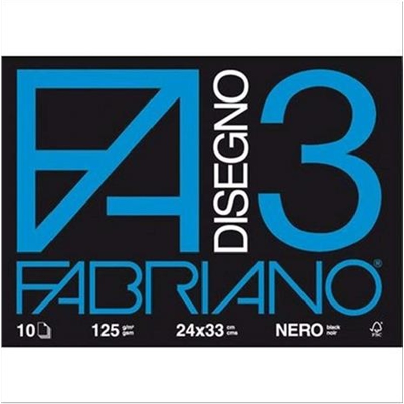 Album da disegno Fabriano FA3 Nero 10 fogli 24x33 cm