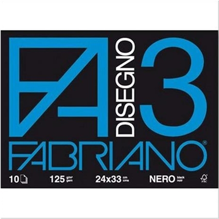 Album da disegno Fabriano FA3 Nero 10 fogli 24x33 cm