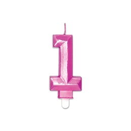 Candelina Diamant Fuxia Metal 9 cm