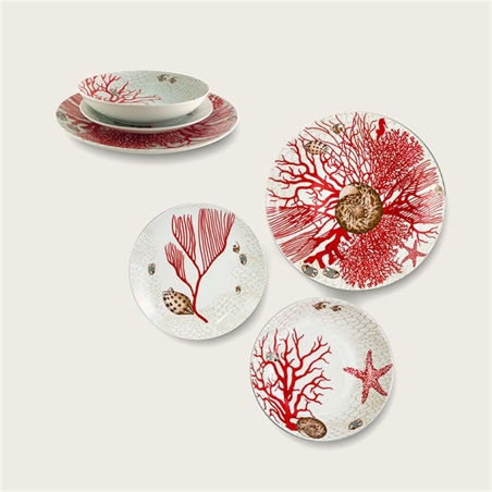 Terna Piatti Piano Fondo Dessert Coral