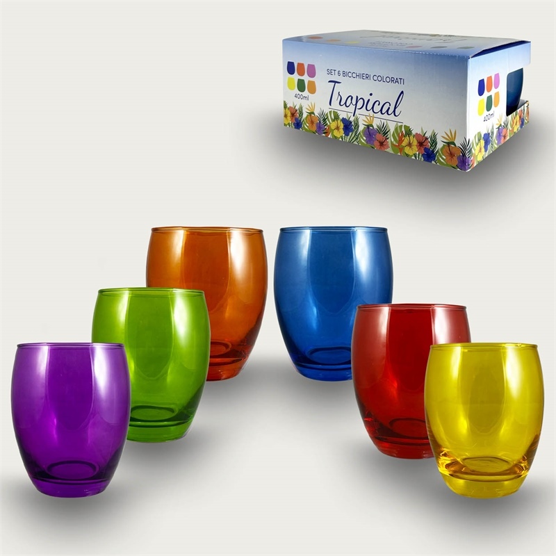 Set 6 Bicchieri Bombati Colorati