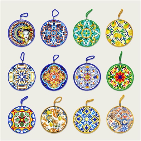 Quadretto sottopentola in ceramica tondo con cordoncino e base in sughero