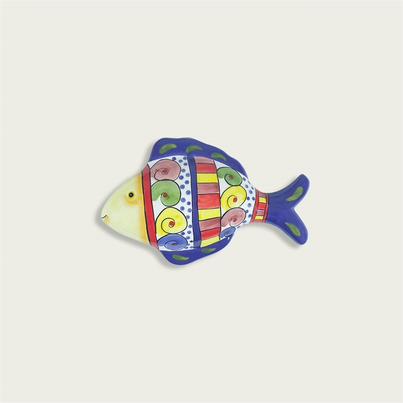 Pesce Grande Decorato In Ceramica