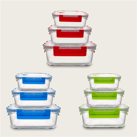 Set 3 Contenitori Vetro Quadrati