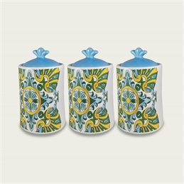 Tris Barattoli Smeraldo In Ceramica