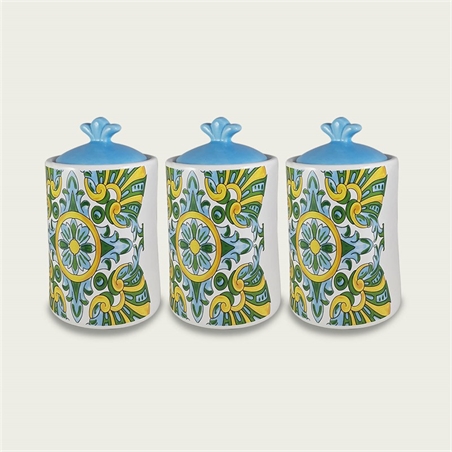 Tris Barattoli Smeraldo In Ceramica
