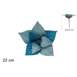 Stelo Fiore Velluto Bicolore Turchese