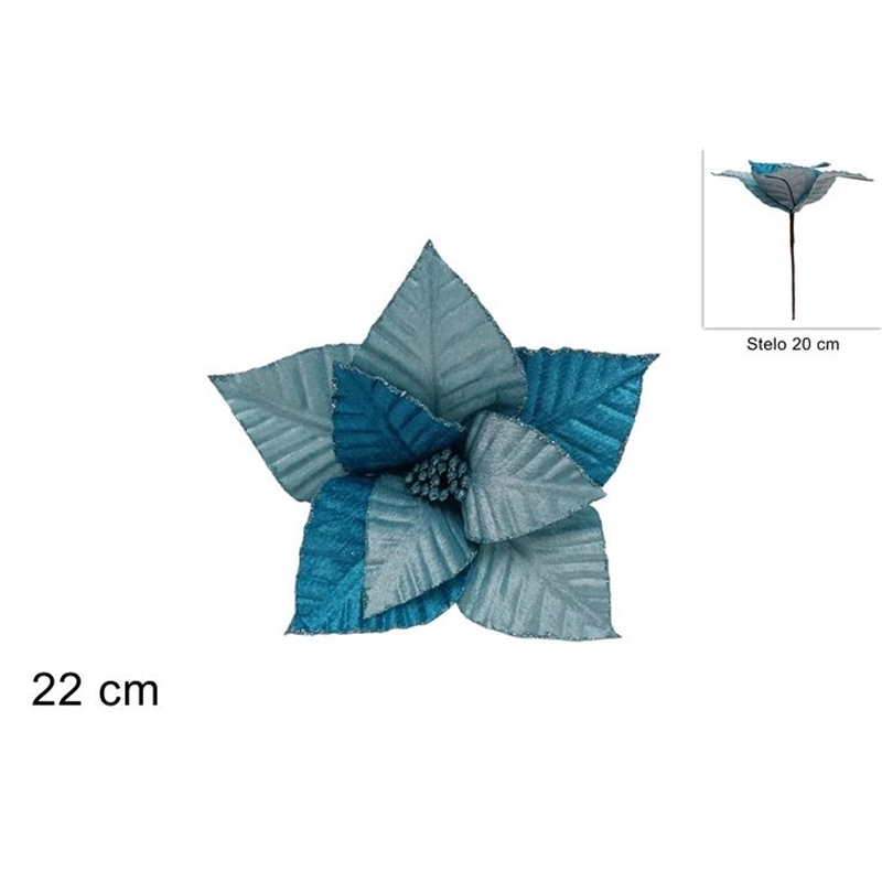 Stelo Fiore Velluto Bicolore Turchese