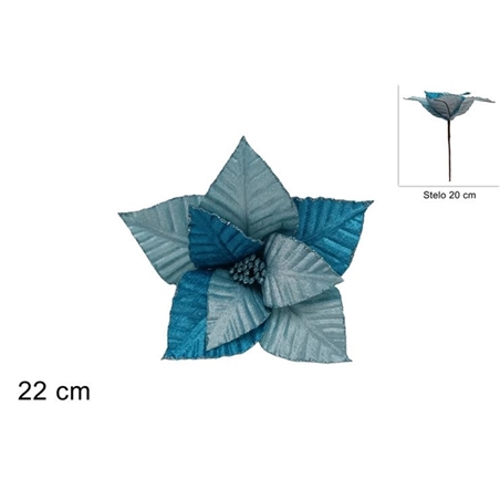 Stelo Fiore Velluto Bicolore Turchese