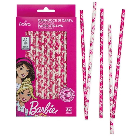 Cannucce Biodegradabili In Carta Barbie 21 Cm Ø6 MM
