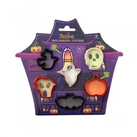 Set 6 Mini Tagliapasta Halloween in plastica 3x5x2,2 cm