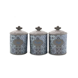 Tris barattoli ceramica colore grigio