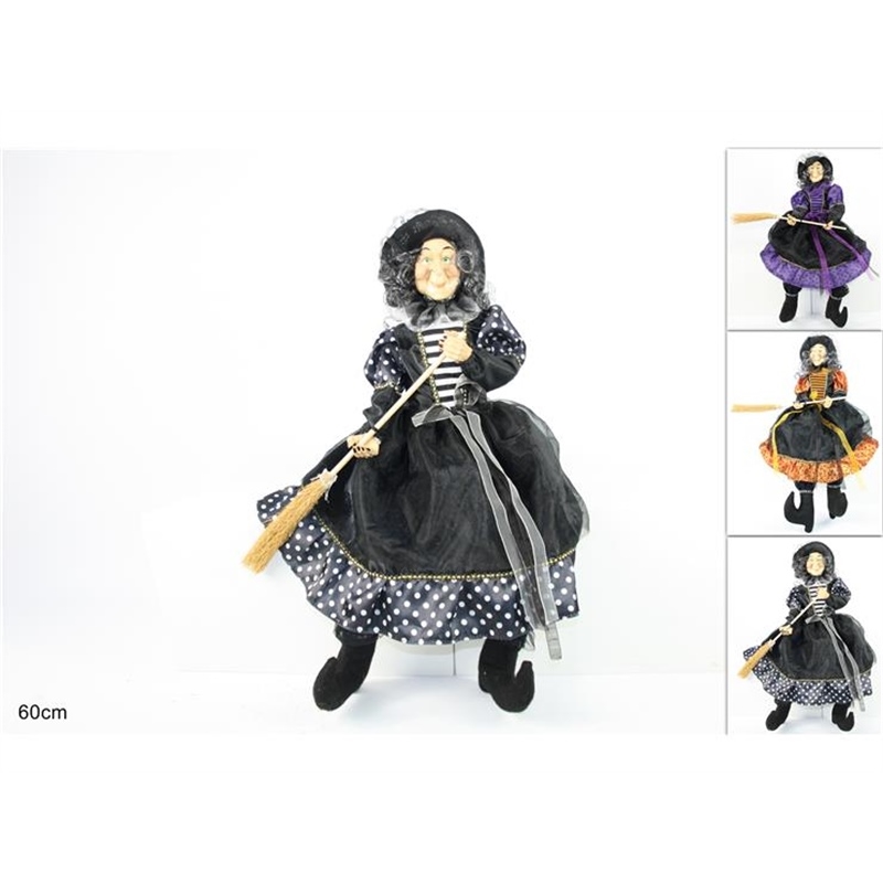 Befana Seduta Cm 60 In Tessuto A Pois