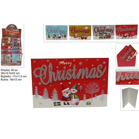 Bigletto Auguri Merry Christamas 11,5X17 Cm