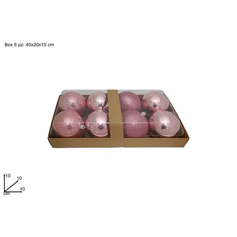 Palle 10 Cm Lucido Perlato Glitterato Rosa Antico 