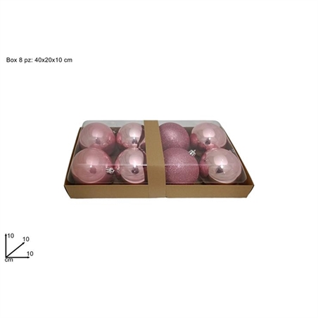 Palle 10 Cm Lucido Perlato Glitterato Rosa Antico 