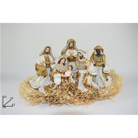 Natività Naturale Su Giaciglio Di Paglia 23 Cm 