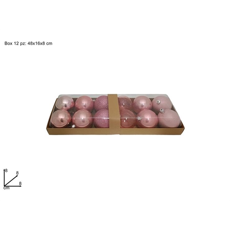 Palle 8 Cm Lucido Perlato Glitterate Trasparente Rosa