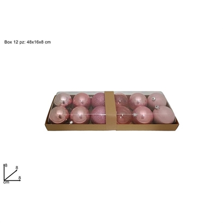 Palle 8 Cm Lucido Perlato Glitterate Trasparente Rosa