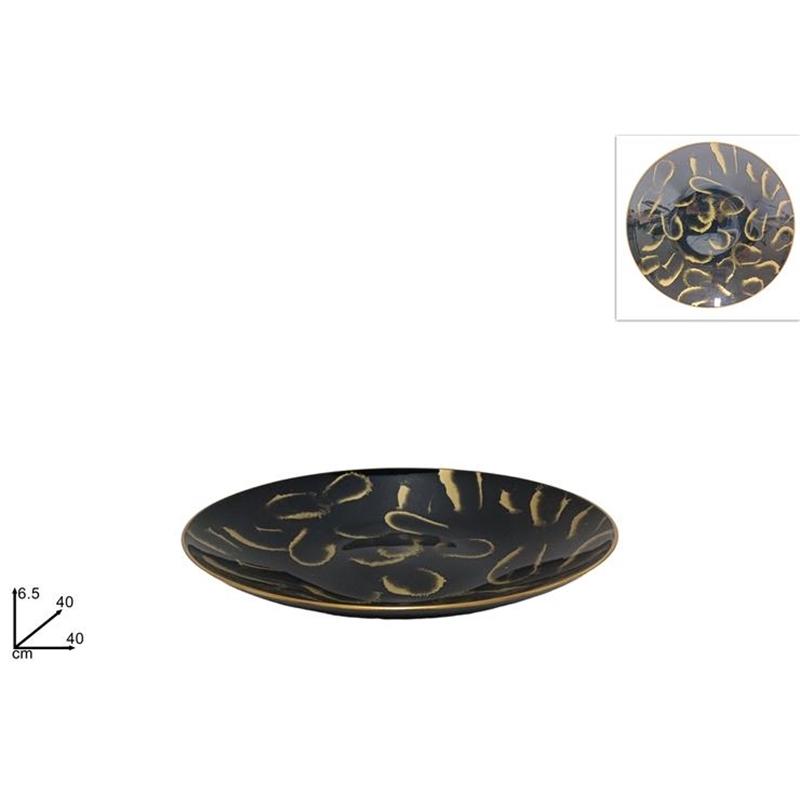 Centrotavola In Vetro Oro E Nero 40 Cm