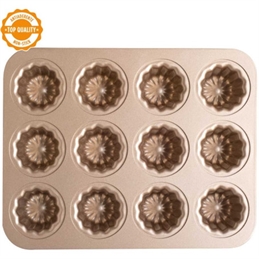 Stampo 12 Big Cannele Bordelais Ø 55 Mm Ed H 45 Mm Metallo Antiaderente Rose Gold Line