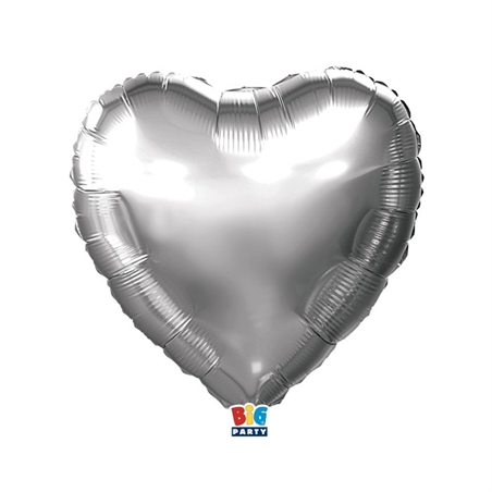 Palloncino Foil Cuore 18" Argento Metal
