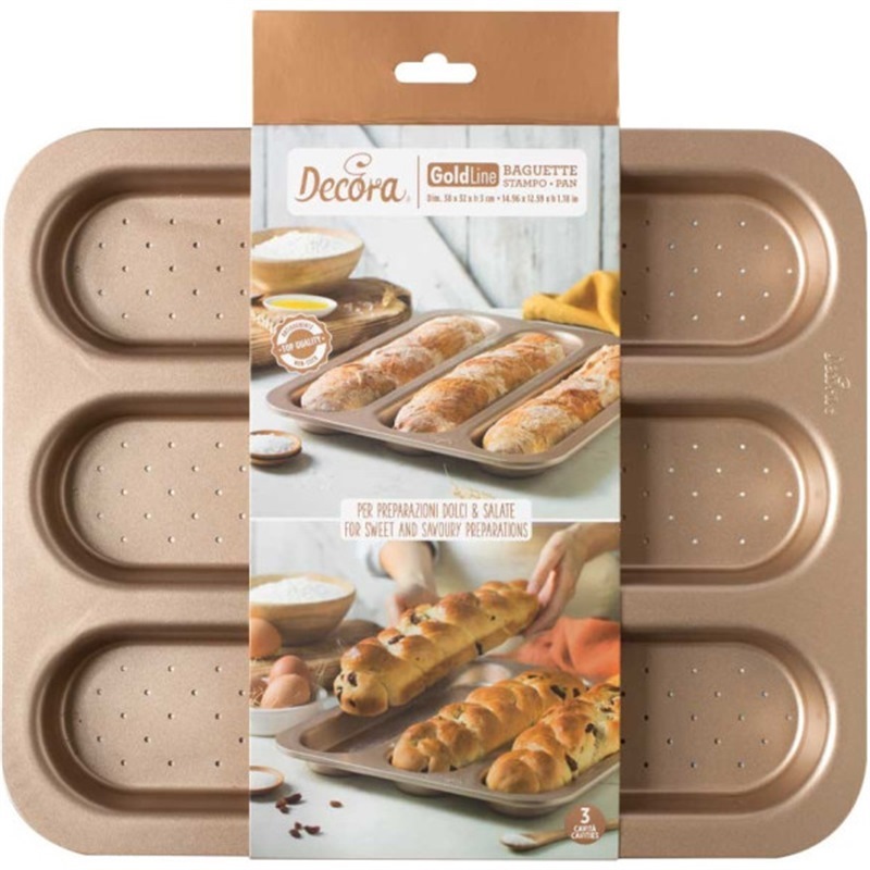 Baguette Stampo 3 Impronte 34x8 Cm Ed H 3 Cm Metallo Antiaderente Rose Gold Line