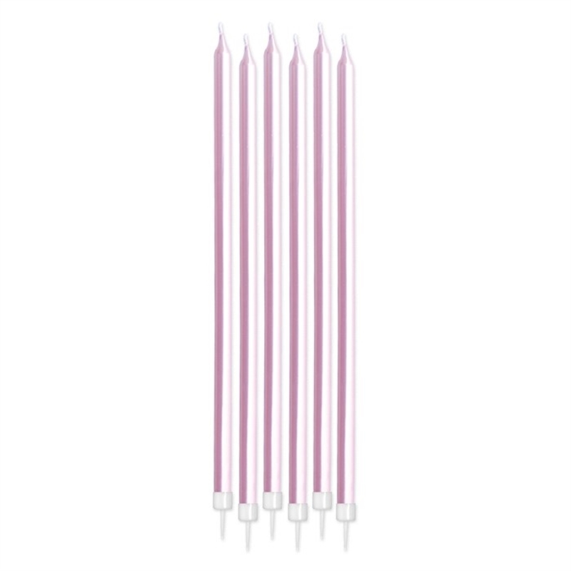 6 Candeline Matite Perlate 10 cm Rosa
