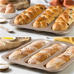 Baguette Stampo 3 Impronte 34x8 Cm Ed H 3 Cm Metallo Antiaderente Rose Gold Line