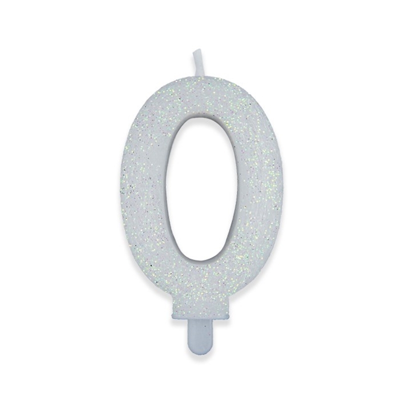 Candelina Sweety Bianco Glitter 9 cm Numero 0