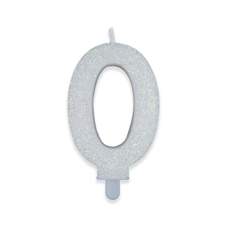 Candelina Sweety Bianco Glitter 9 cm Numero 0