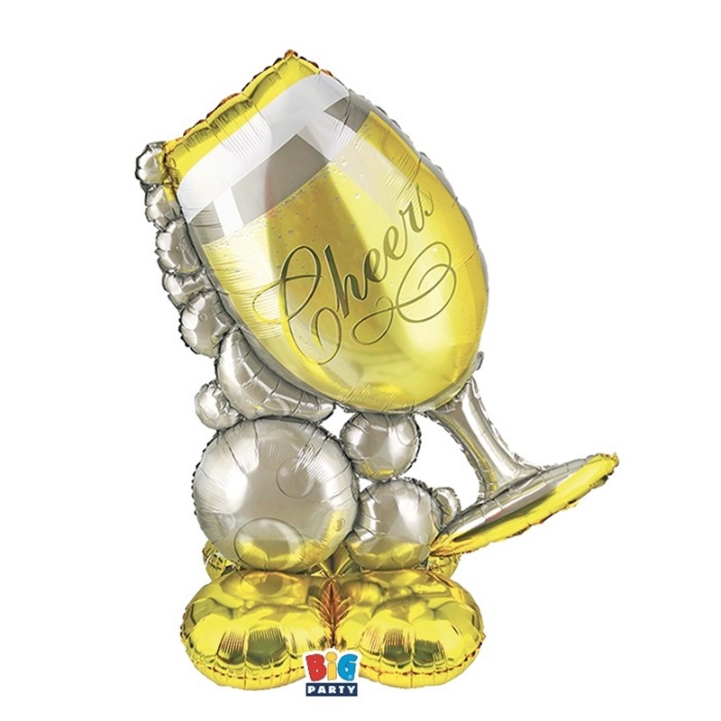Palloncino Foil Stand Up 3D Maxi 102 x 127 cm Cheers Gold