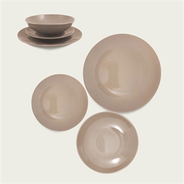 Piatto monocolore in ceramica tortora