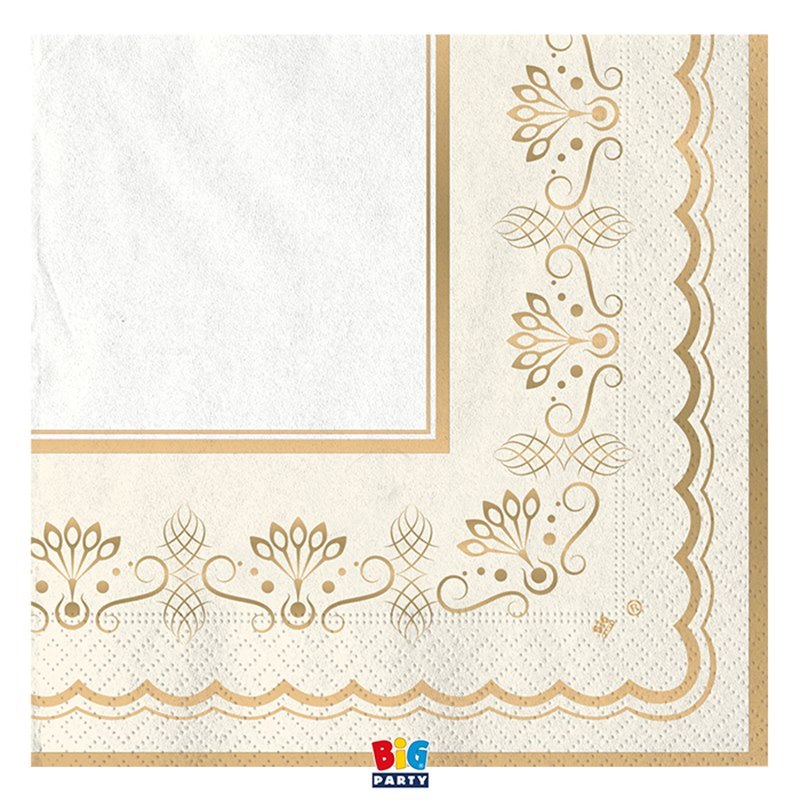 16 Tovaglioli 33 x 33 cm Royal Ivory Gold