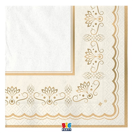 16 Tovaglioli 33 x 33 cm Royal Ivory Gold