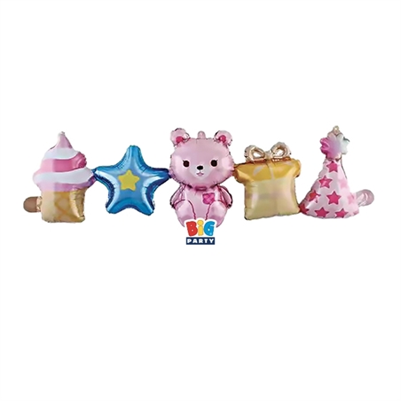 Palloncino Foil Garland 101 x 32 cm Teddy Bear Pink