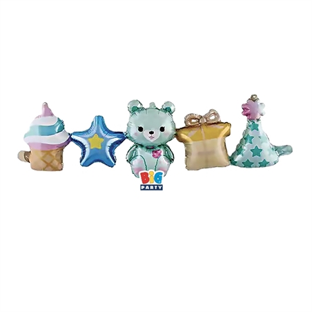 Palloncino Foil Garland 101 x 32 cm Teddy Bear Light Blue