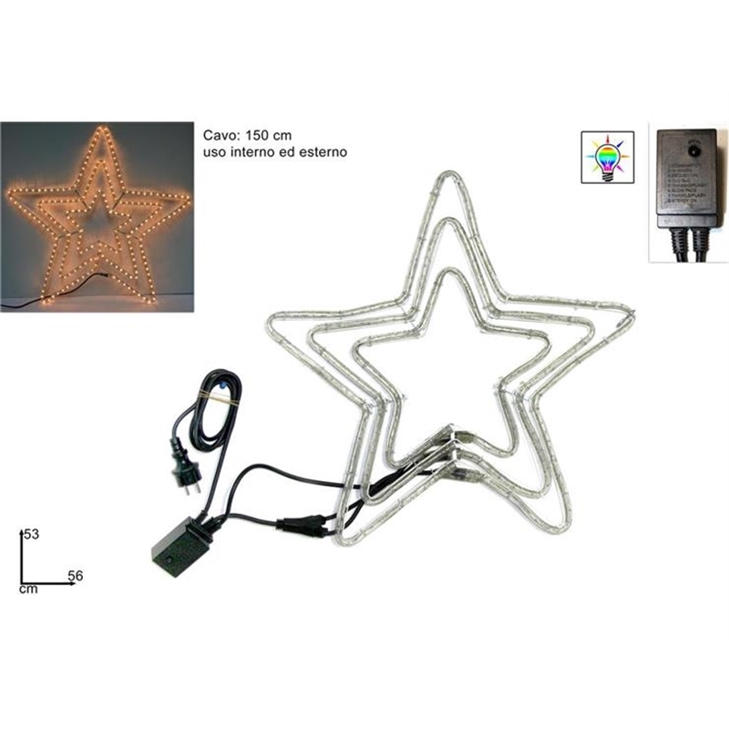 Stella Tripla Luminosa Con Gioco Di Luci Bianca