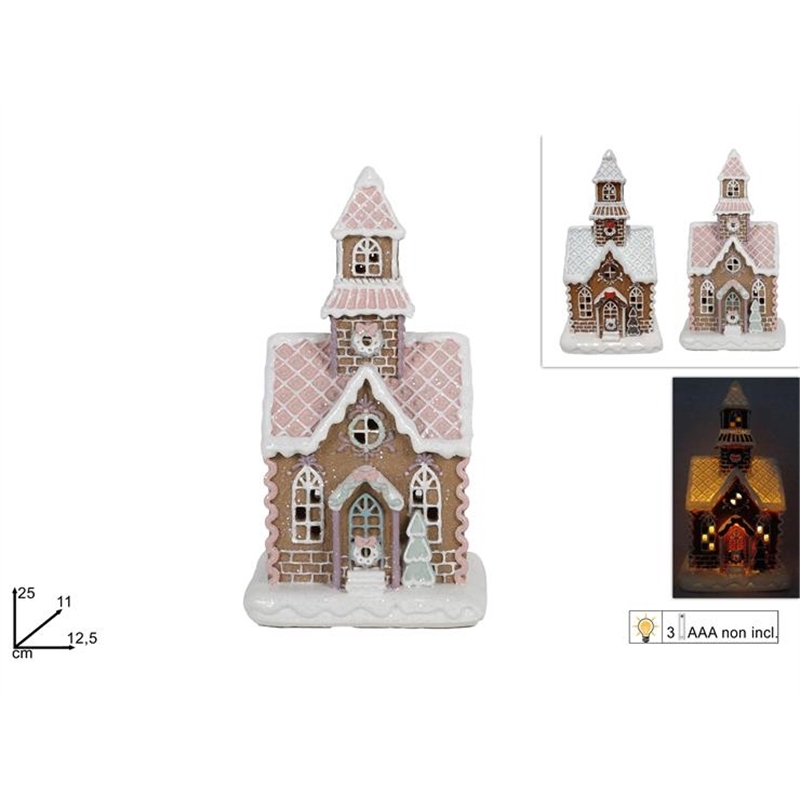 Casa Di Natale 25 Cm Decoro Biscotto Con Luce