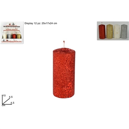 Candela Cilindro 10 Cm Gliterrata