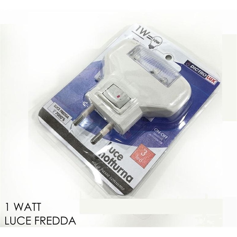 Luce Notturna con tasto ON-OFF 1 W Luce Fredda