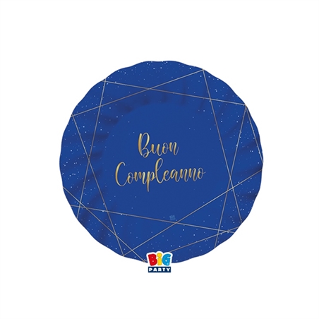Piatti 20 cm Buon Compleanno Blu Gold 8 pezzi