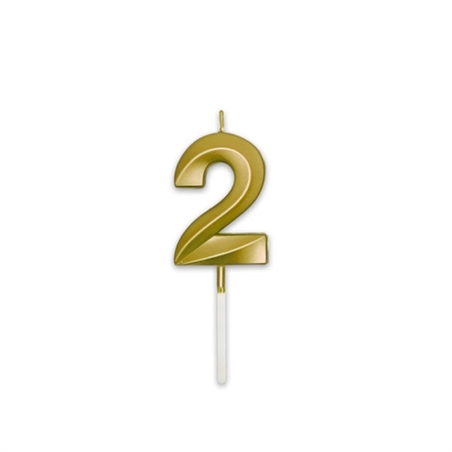 Candelina Prestige Oro Metal 9 cm numero 2