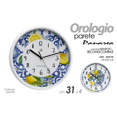 Orologio da Parete Tondo Silinzioso Classico Moderno Panarea 31 Cm