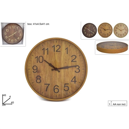 Orologio Da Muro Tondo Effetto Legno 40 Cm 